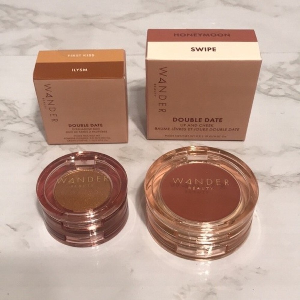 Wander double date lip and cheek , and eyeshadow duo make up beauty bundle
